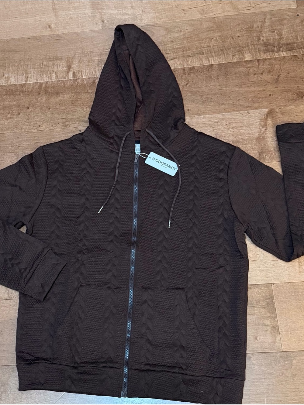 Men's Brown Hooded Zip-Front Jacket
